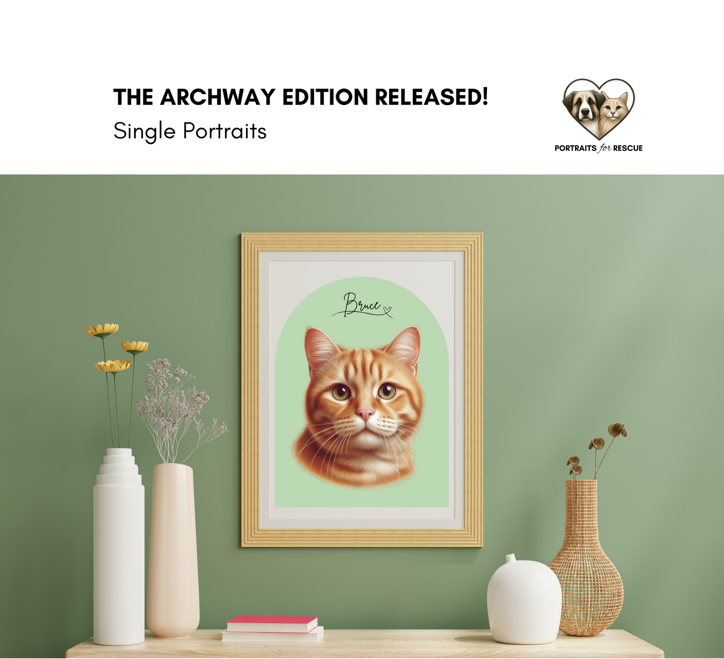 Custom Digital Pet Portrait- Unique Artwork of Your Pet - The Archway Edition (Single Pet)